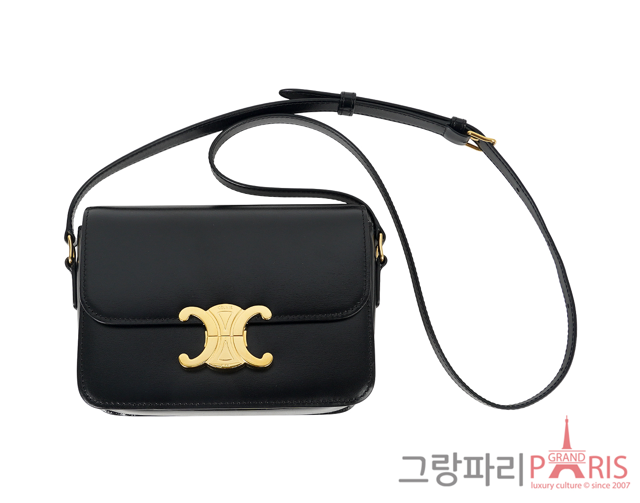 셀린느 트리옹프 백 틴 블랙 금장