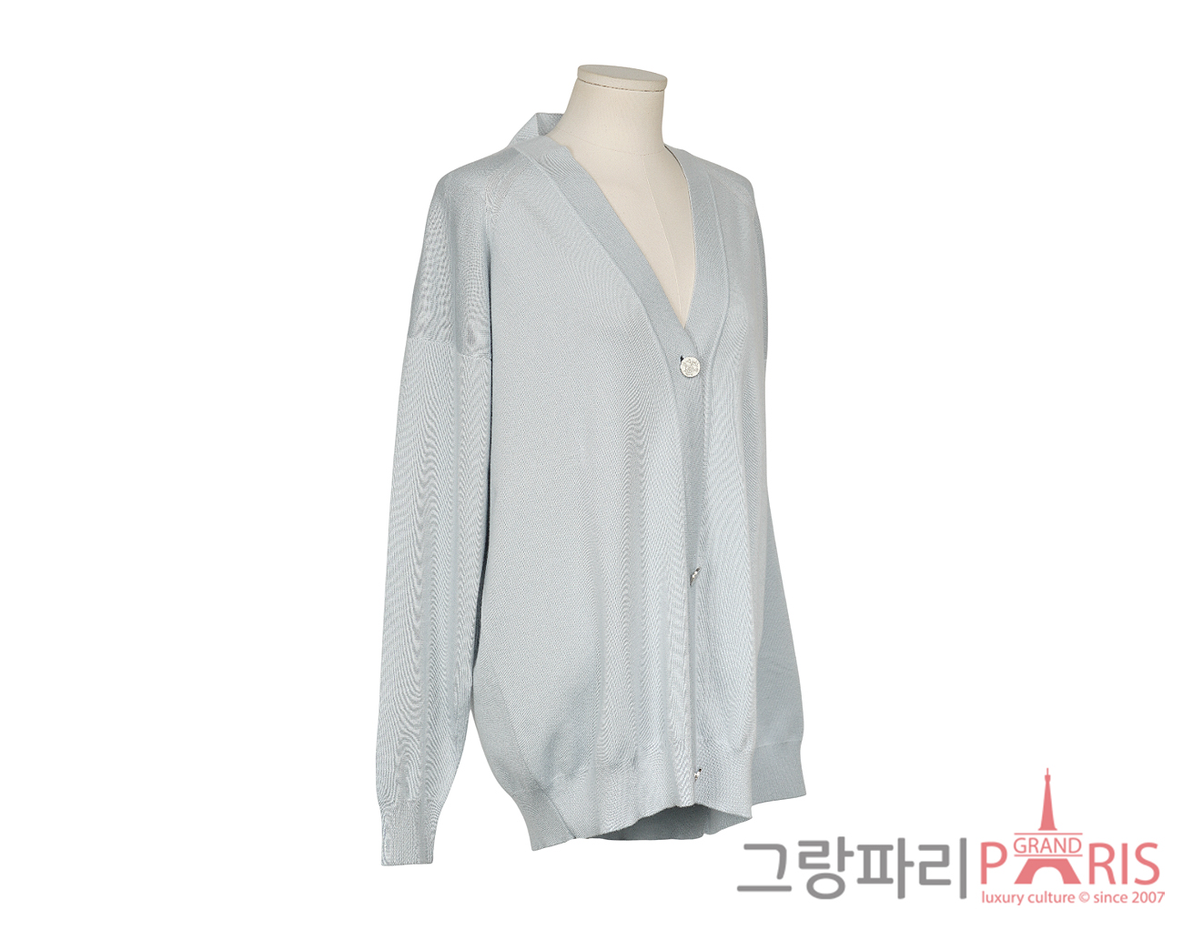 에르메스 롱 슬리브 가디건 블루 미네랄 38