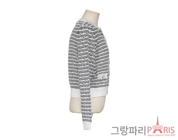 샤넬 25P 코튼 실크 가디건 화이트 블랙 38