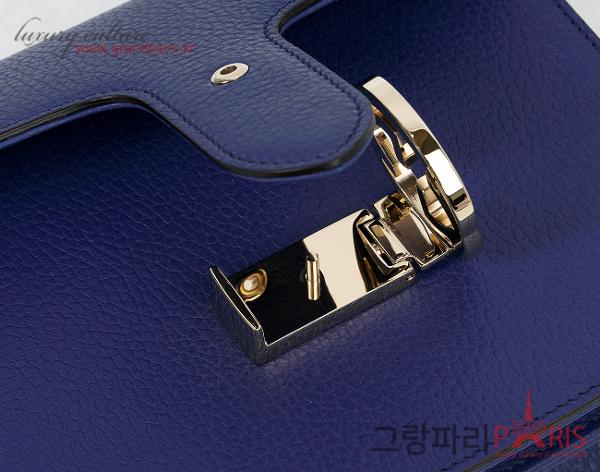 구찌 GG 인터로킹 체인 숄더백 블루 샴페인골드