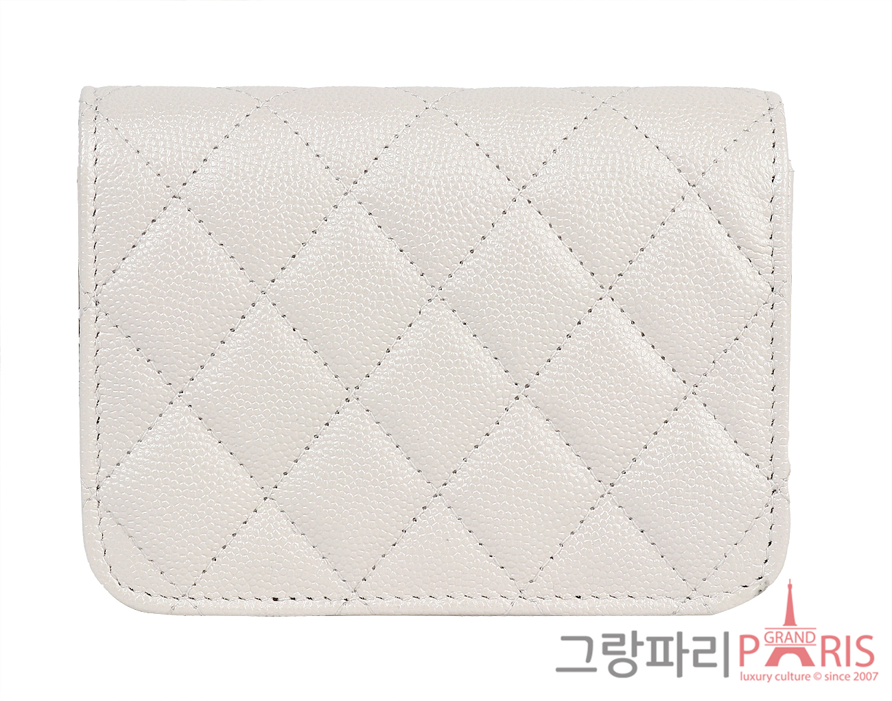 샤넬 잼스톤 CC 체인 카드 홀더 화이트 샴페인골드 캐비어