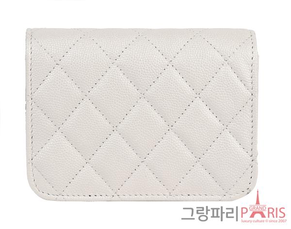 샤넬 잼스톤 CC 체인 카드 홀더 화이트 샴페인골드 캐비어