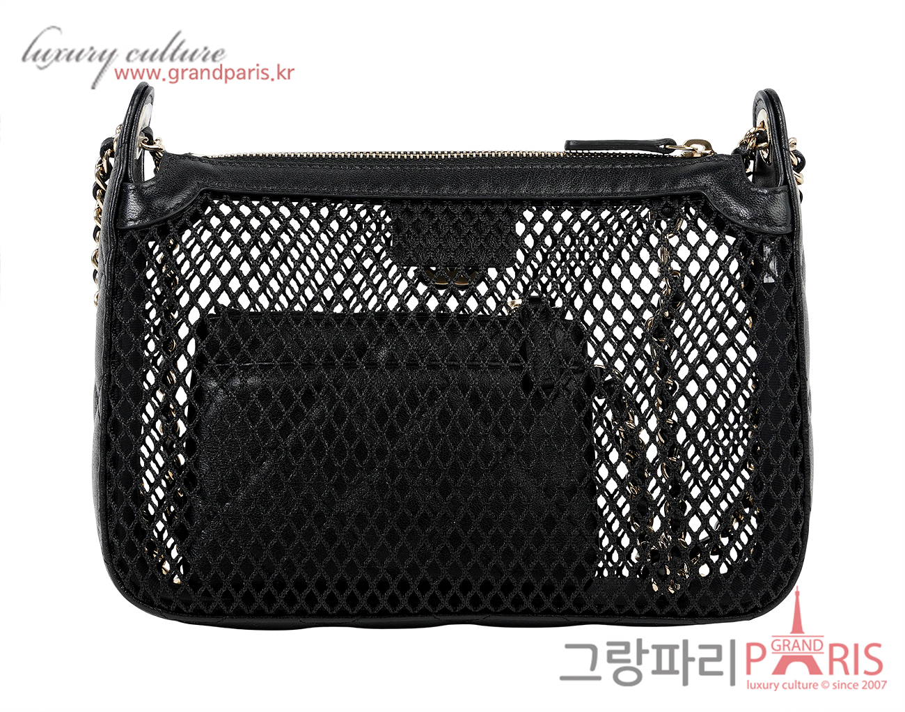 샤넬 메쉬 체인 미니백 블랙 샴페인골드