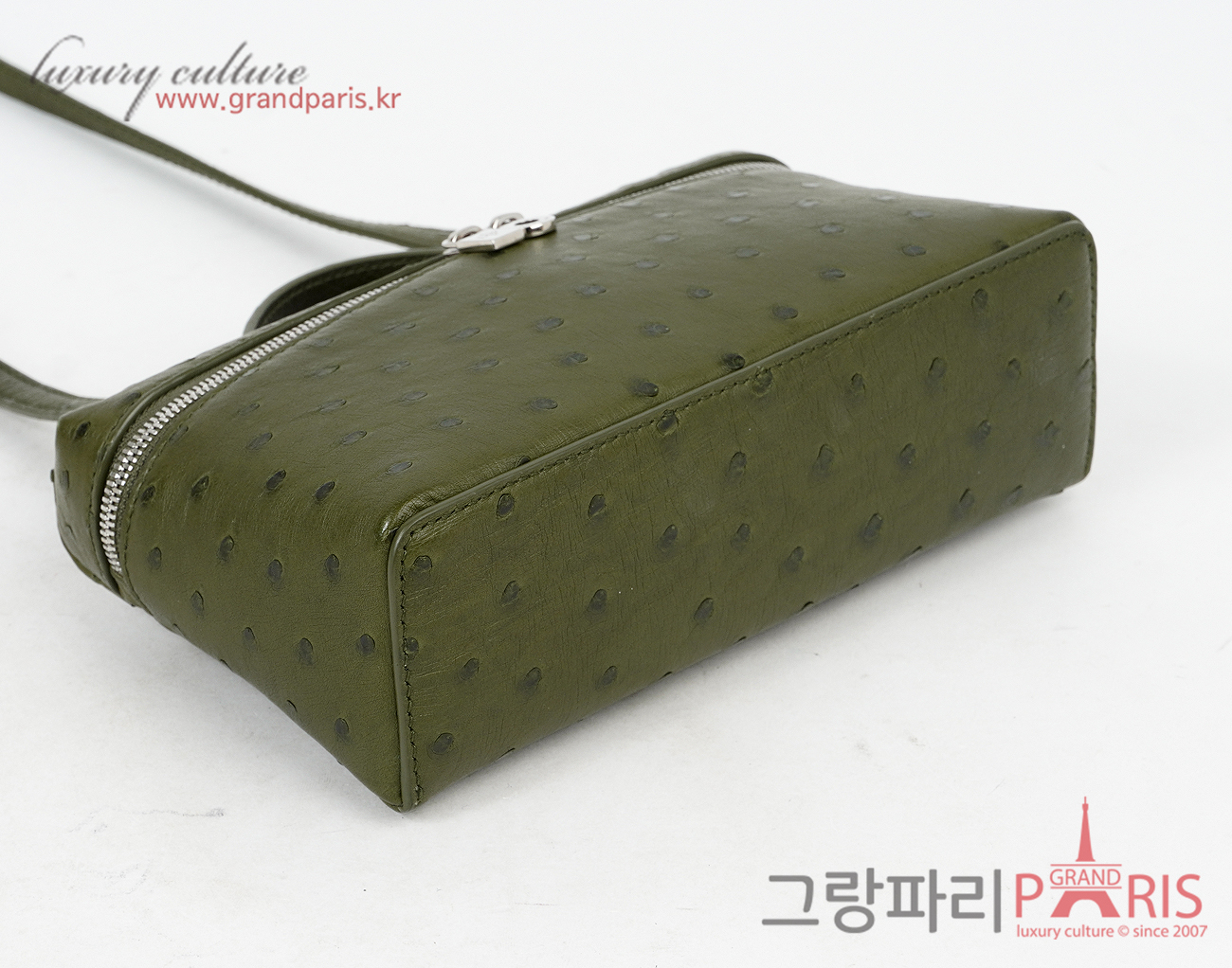 로로피아나 엑스트라 포켓 L19 오스트리치 다크 리첸 그린 앤티크 실버