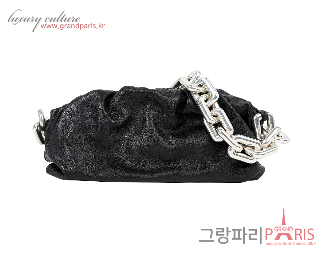 보테가 베네타 레더 체인 파우치백 블랙