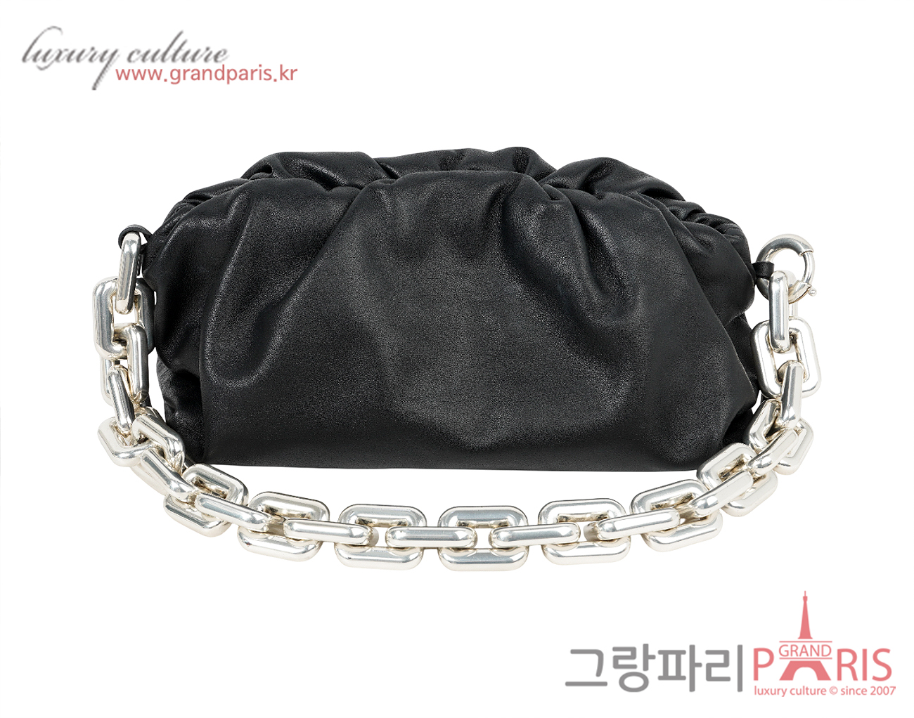 보테가 베네타 레더 체인 파우치백 블랙