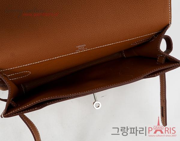 에르메스 켈리 데페슈 25 파우치 골드 은장 B