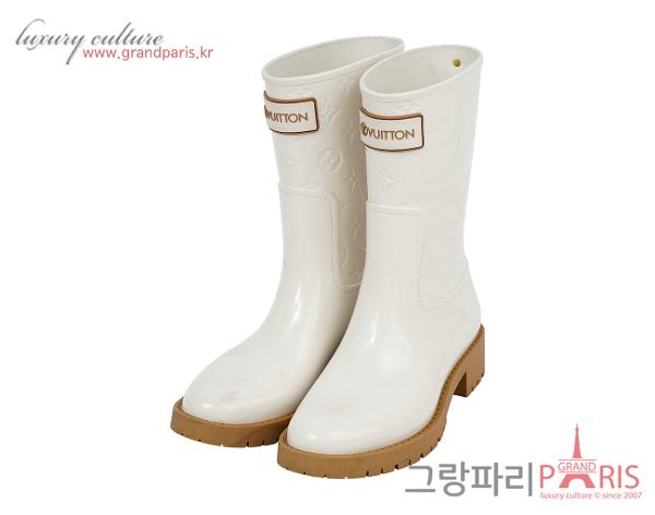 루이비통 드롭스 플랫 하프 레인 부츠 크림 38
