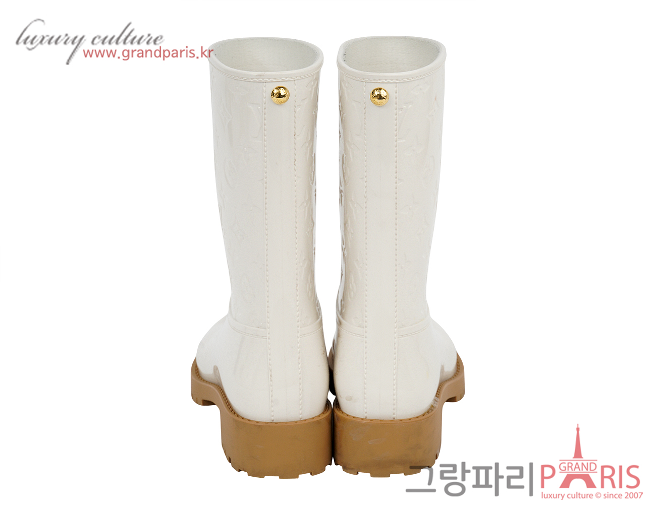 루이비통 드롭스 플랫 하프 레인 부츠 크림 38