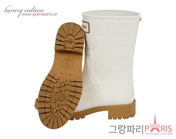 루이비통 드롭스 플랫 하프 레인 부츠 크림 38