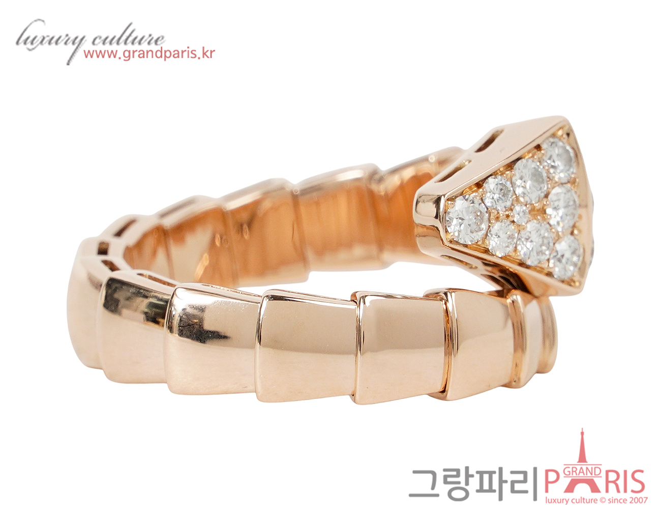 불가리 세르펜티 바이퍼 링 로즈골드 다이아몬드 XL