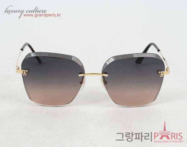 까르띠에 팬더 드 까르띠에 선글라스 브라운 샴페인골드