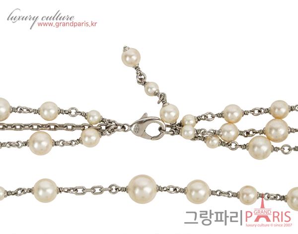 샤넬 바게트 크리스탈 펄 3 Row 롱 네크리스