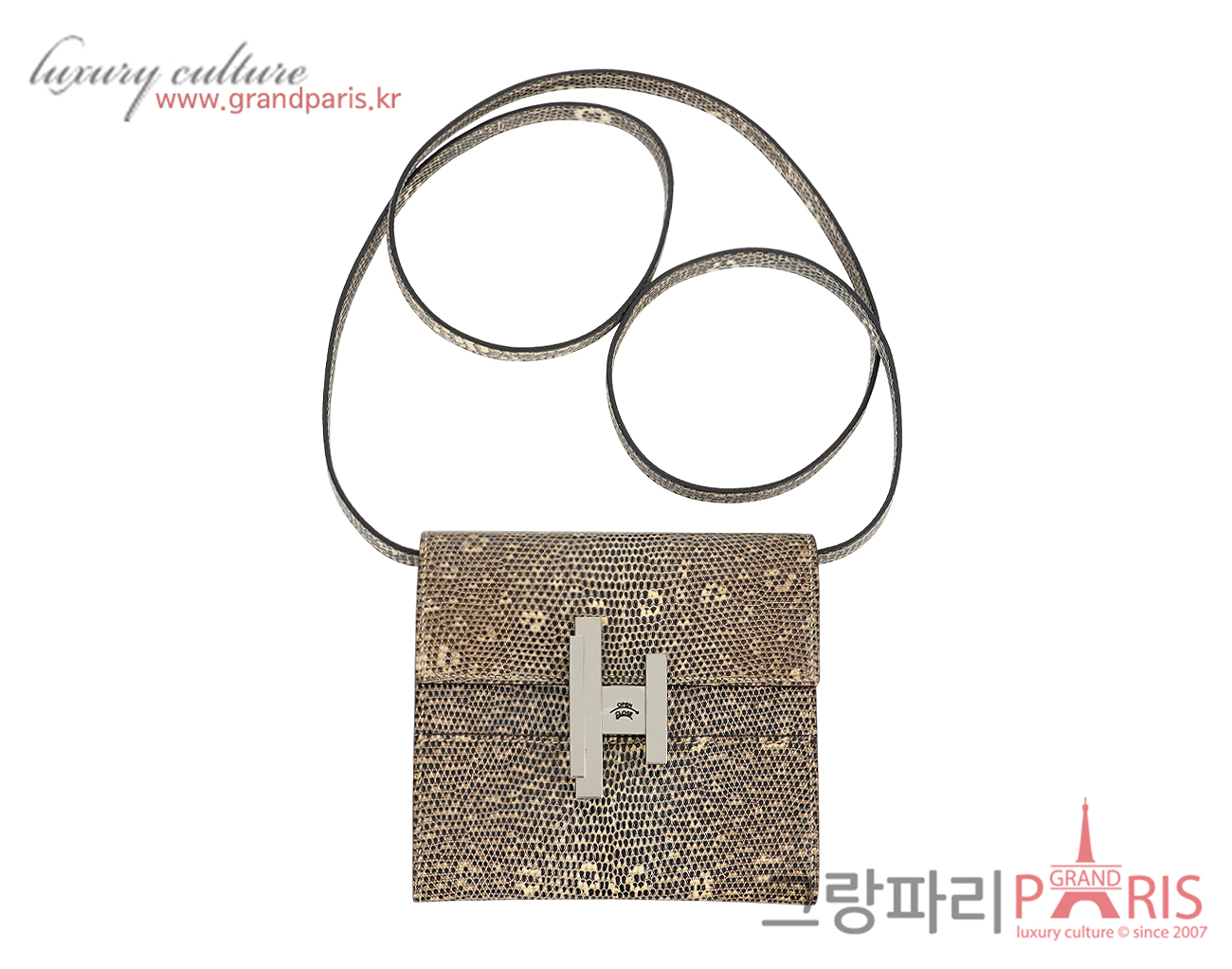 에르메스 시네틱 투고 월렛 리자드 옴브레 은장 C