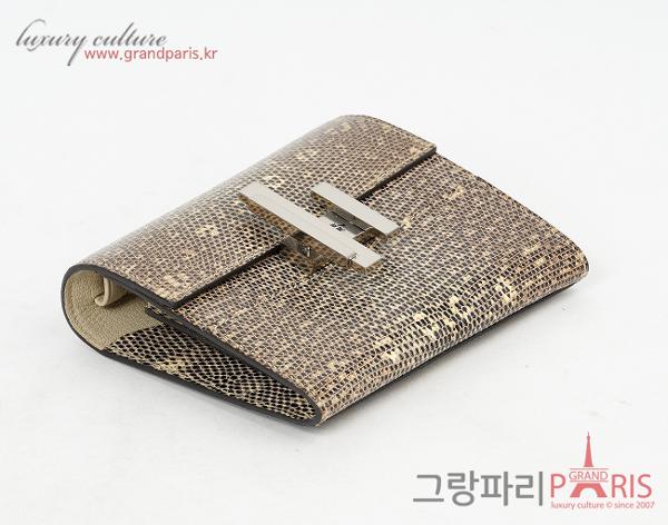에르메스 시네틱 투고 월렛 리자드 옴브레 은장 C