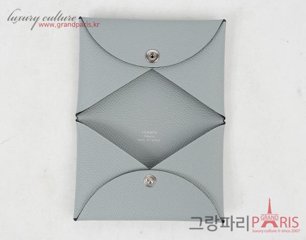 에르메스 칼비 카드 홀더 블루 글라시에 K