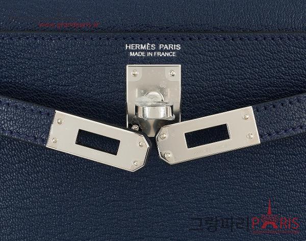 에르메스 미니 켈리 II 블루 네이비 블루 젤리지 은장 W