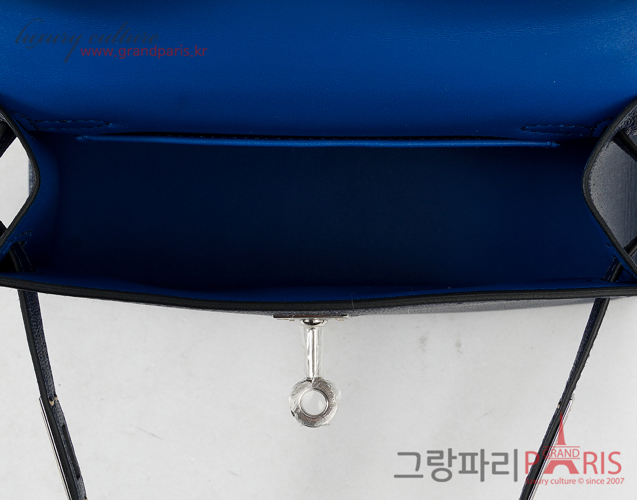 에르메스 미니 켈리 II 블루 네이비 블루 젤리지 은장 W