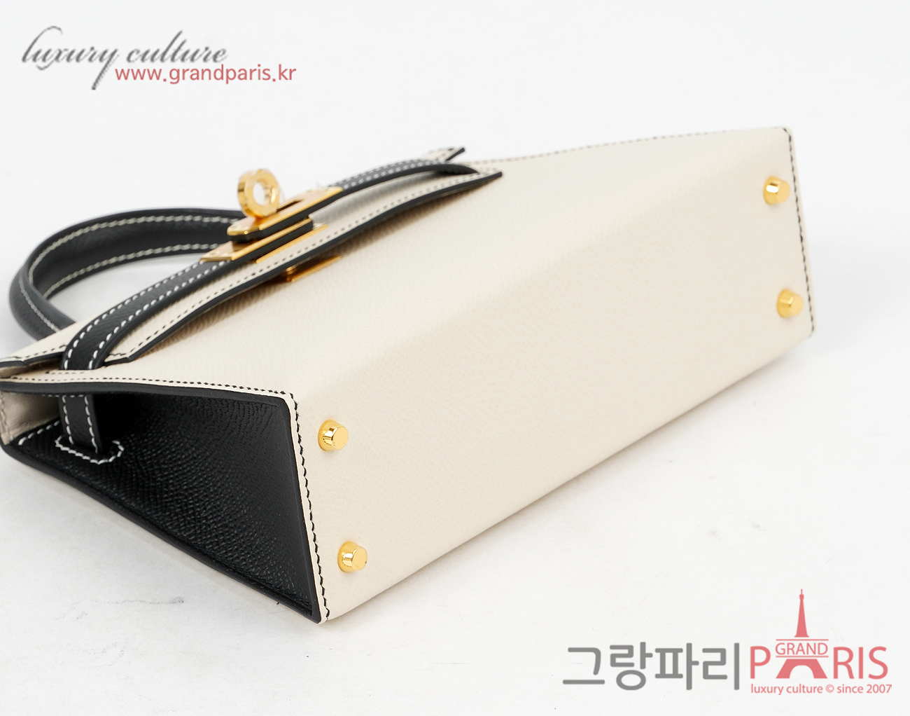 에르메스 미니 켈리 II 스페셜 오더 크레 블랙 금장 Z