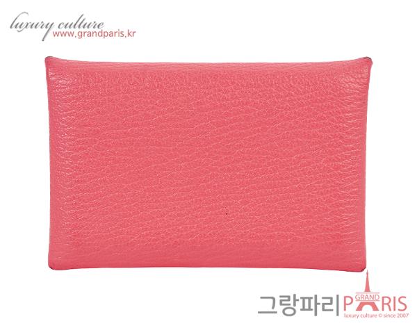 에르메스 칼비 카드 홀더 로즈 립스틱 Y