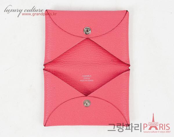 에르메스 칼비 카드 홀더 로즈 립스틱 Y