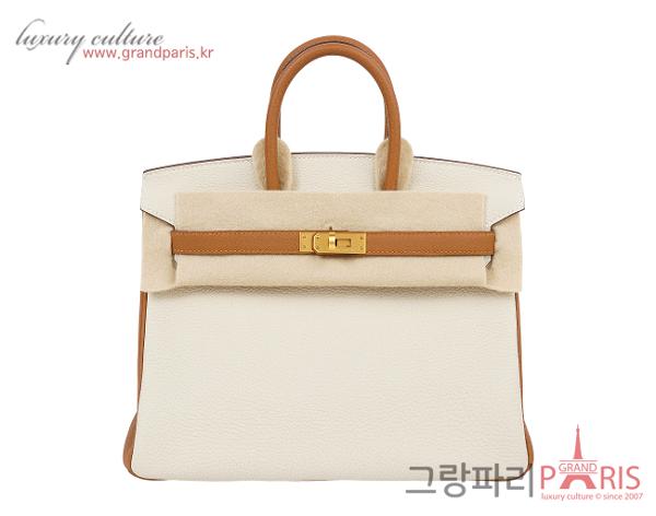 에르메스 벌킨 25 스페셜 오더 크레 골드 매트 금장 B