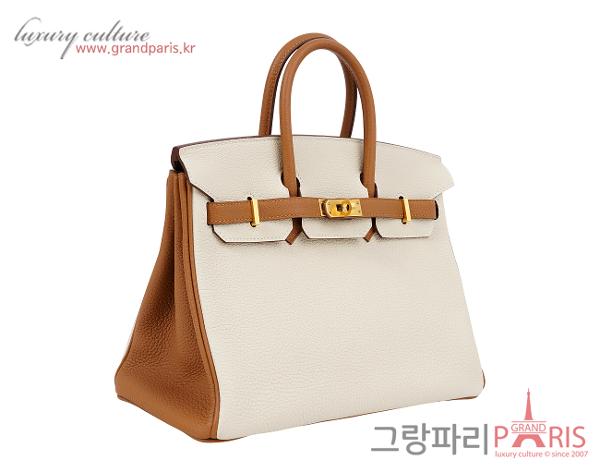 에르메스 벌킨 25 스페셜 오더 크레 골드 매트 금장 B