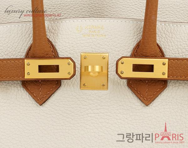 에르메스 벌킨 25 스페셜 오더 크레 골드 매트 금장 B