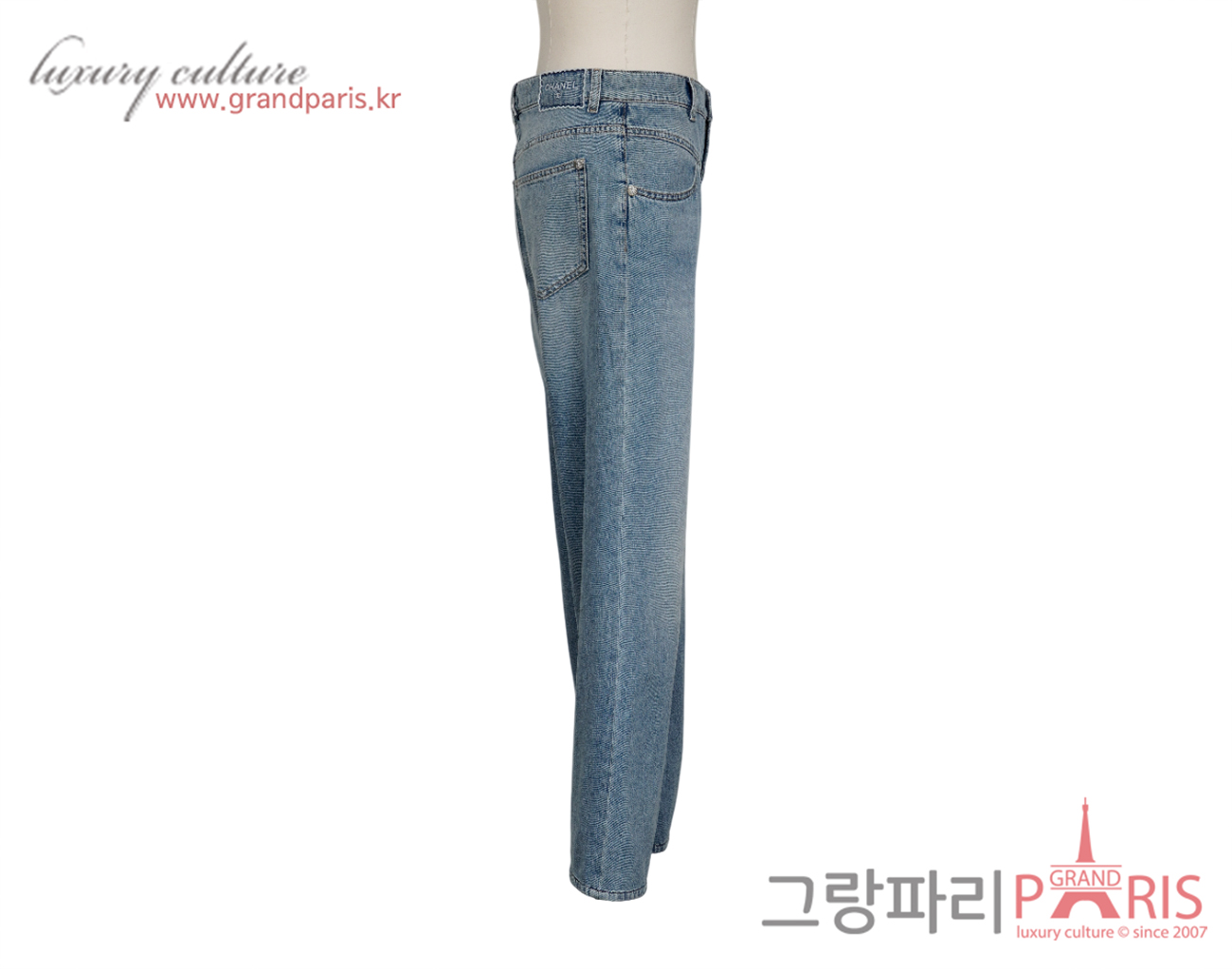 샤넬 25M 코코비치 자수 데님 진 블루 38