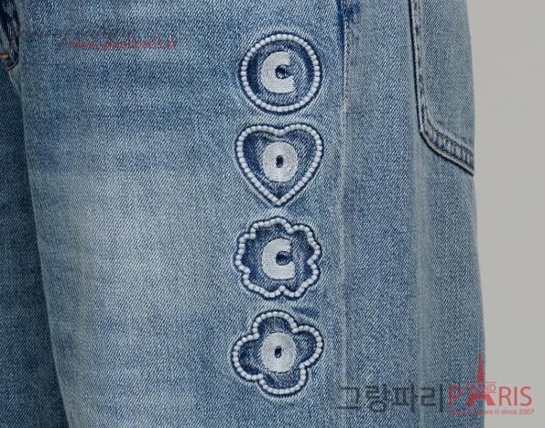 샤넬 25M 코코비치 자수 데님 진 블루 38