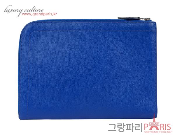 에르메스 지퍼 타블렛 파우치 블루 일렉트릭 D