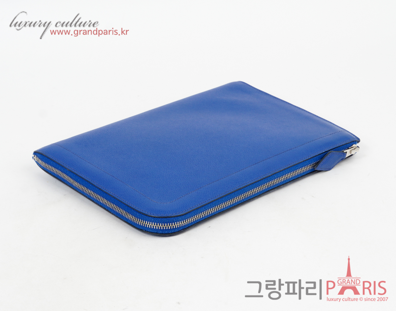 에르메스 지퍼 타블렛 파우치 블루 일렉트릭 D