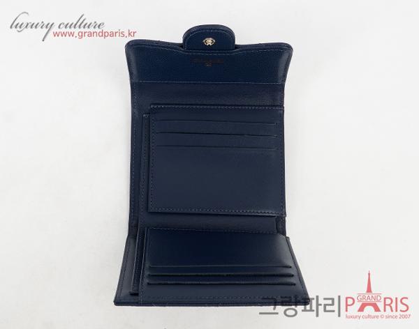 샤넬 클래식 스몰 플랩 반지갑 다크 블루 샴페인골드 캐비어