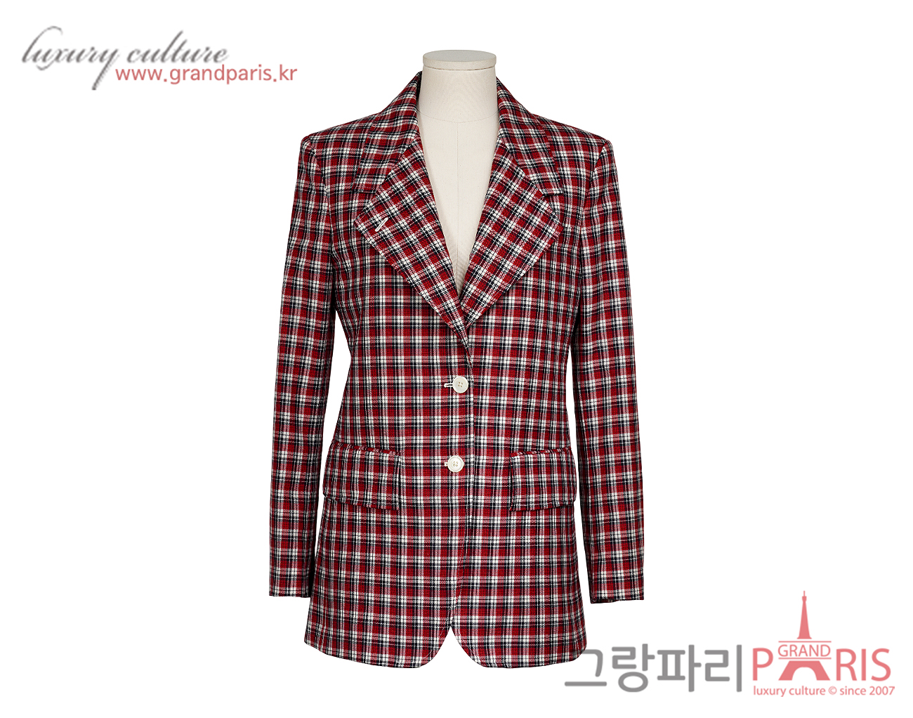톰브라운 와이드 라펠 체크 재킷 RWB 화이트 40
