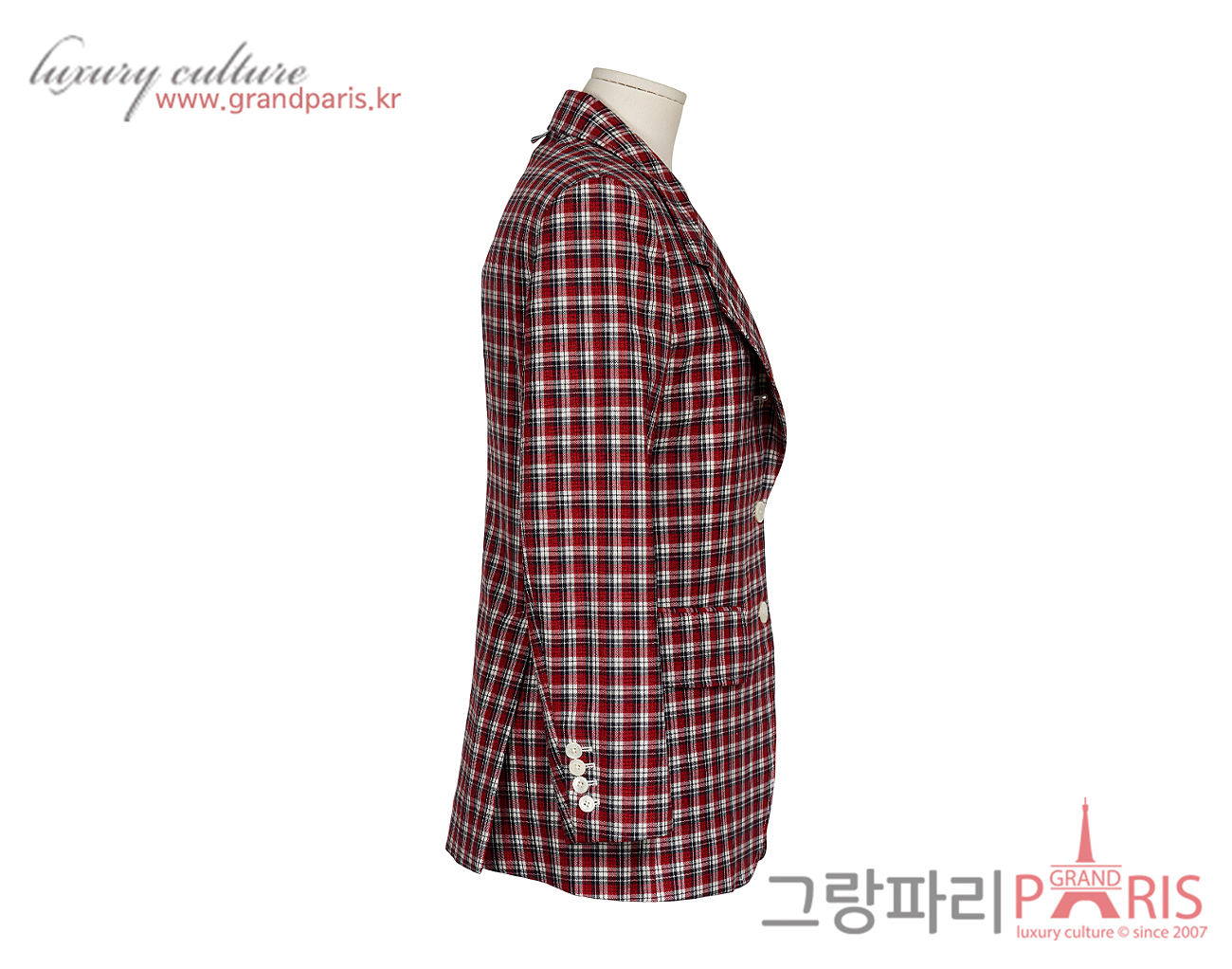 톰브라운 와이드 라펠 체크 재킷 RWB 화이트 40