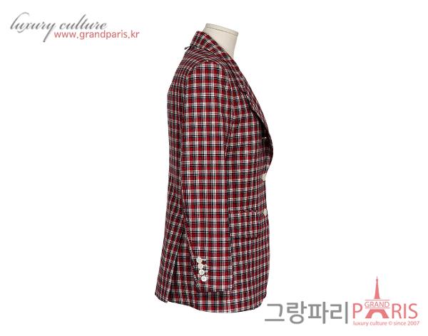 톰브라운 와이드 라펠 체크 재킷 RWB 화이트 40