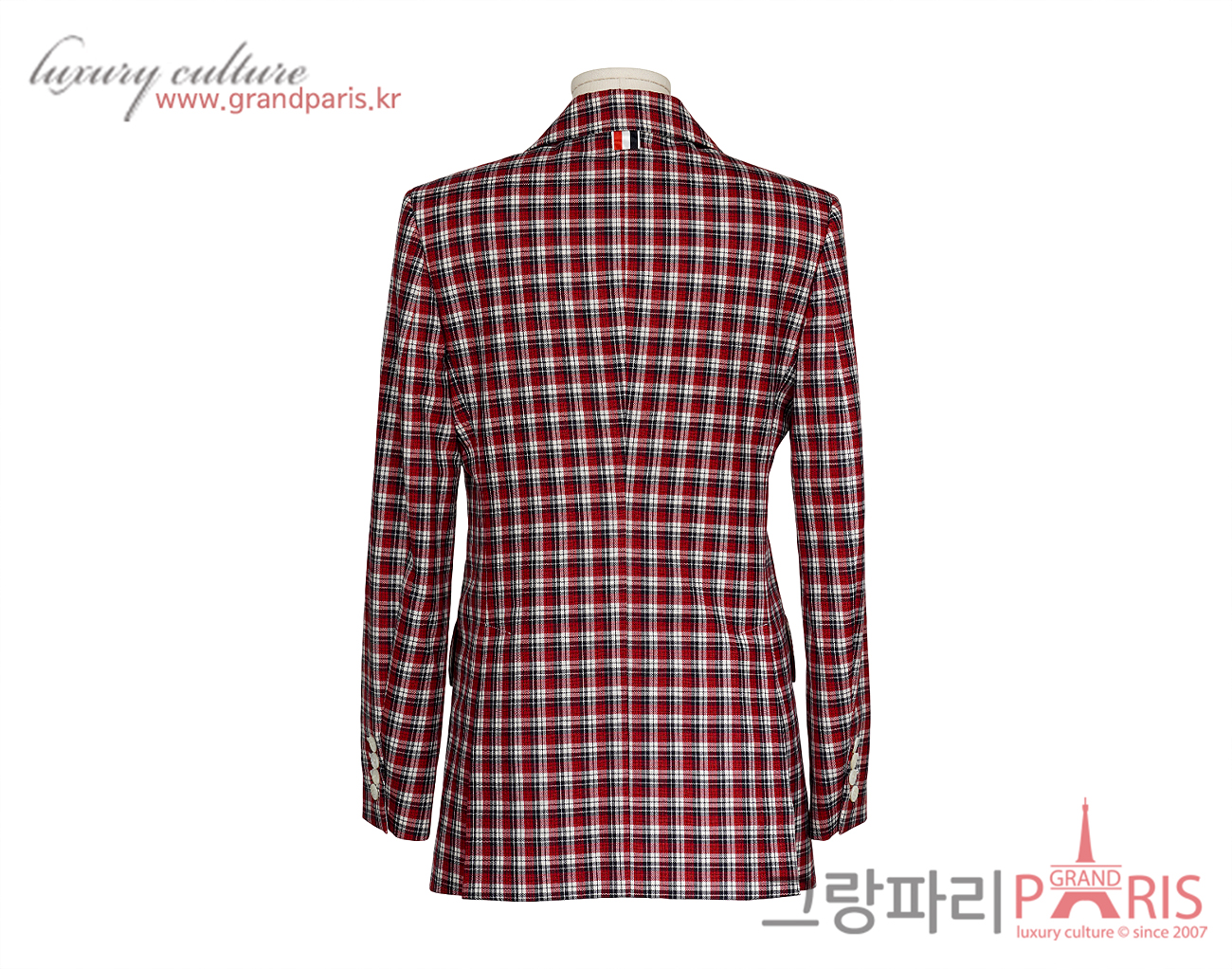 톰브라운 와이드 라펠 체크 재킷 RWB 화이트 40