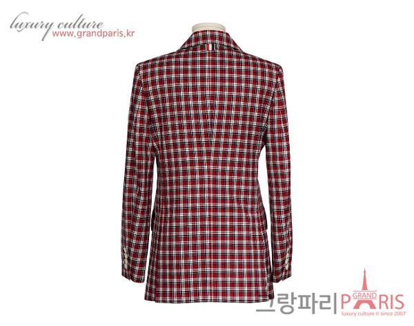 톰브라운 와이드 라펠 체크 재킷 RWB 화이트 40