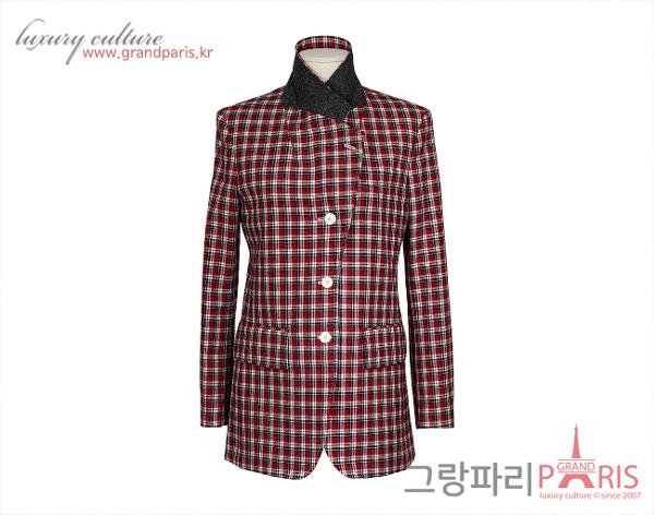 톰브라운 와이드 라펠 체크 재킷 RWB 화이트 40