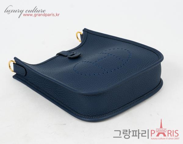 에르메스 미니 에블린 블루 드 프뤼스 금장 W