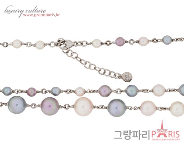 샤넬 멀티컬러 펄 크로스볼 네크리스