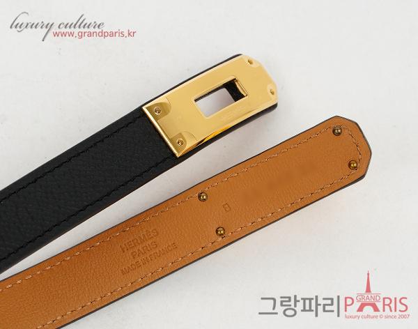 에르메스 켈리 벨트 블랙 금장 B