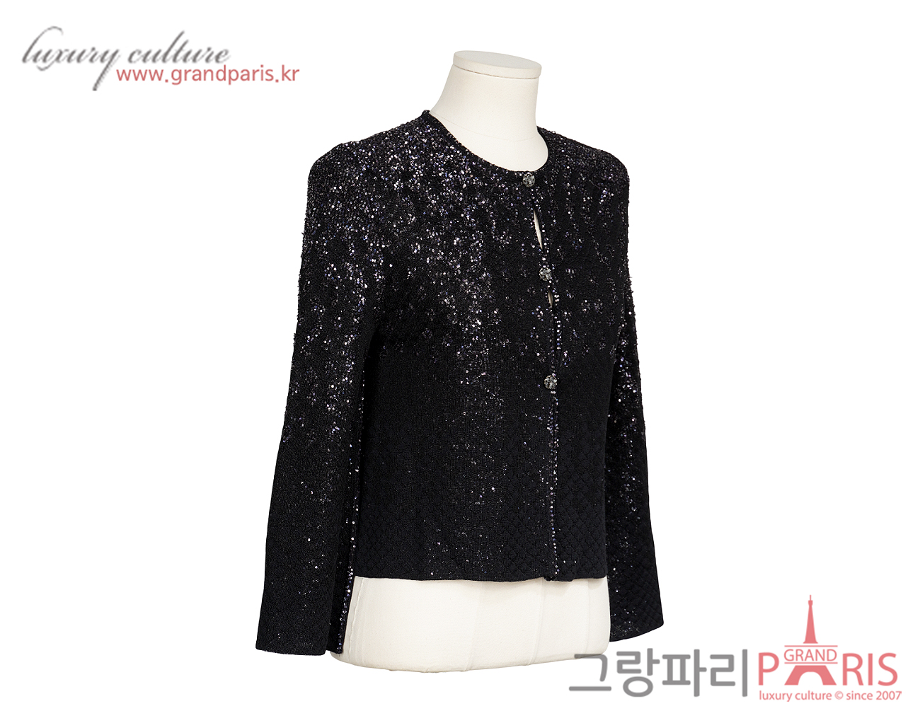 샤넬 25P 이리데슨트 가디건 블랙 36
