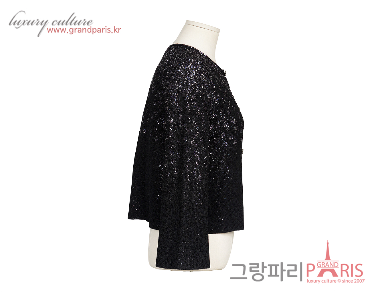 샤넬 25P 이리데슨트 가디건 블랙 36
