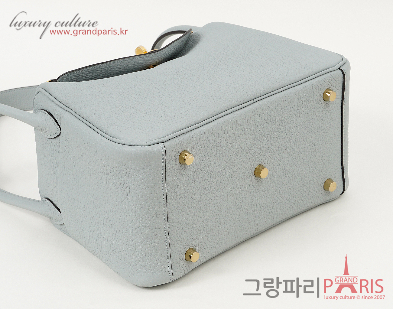 에르메스 린디 26 블루 글라시에 금장 K