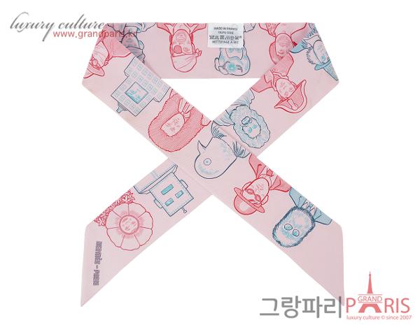 에르메스 트윌리 드레스 코드 로즈 페일 블루 루즈