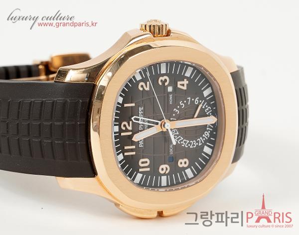 파텍필립 아쿠아넛 40mm 트래블 타임 로즈골드 브라운 다이얼 다크 브라운 5164R-001