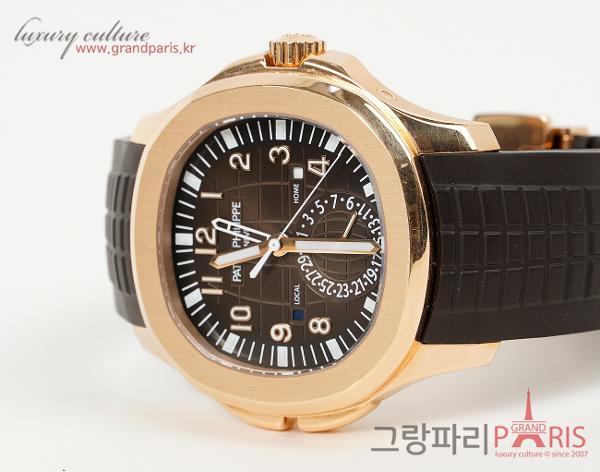파텍필립 아쿠아넛 40mm 트래블 타임 로즈골드 브라운 다이얼 다크 브라운 5164R-001