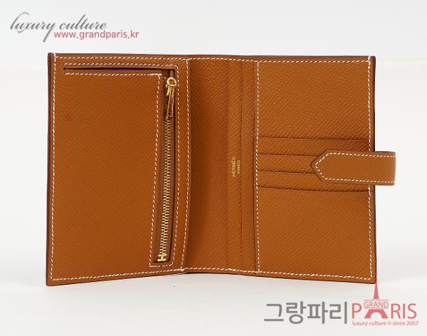 에르메스 베안 컴팩트 반지갑 골드 금장 W