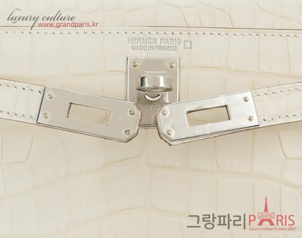 에르메스 미니 켈리 II 보레알 새틴 엘리게이터 나타 은장 W